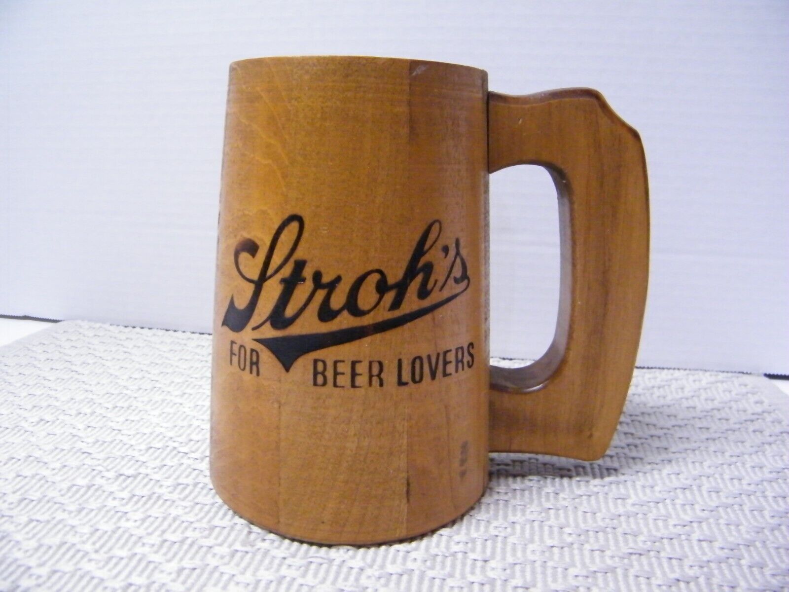 Vintage Stroh's Beer Lovers Wooden Beer Stein Mug 16oz No Plastic Insert