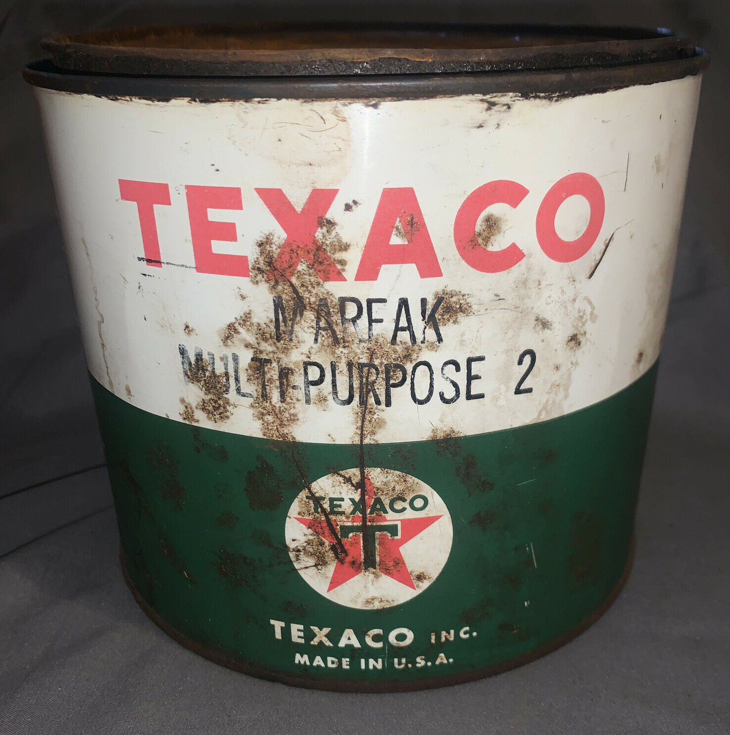 Vintage Texaco Marfak Multi-purpose 2 Can- 5lb, Empty