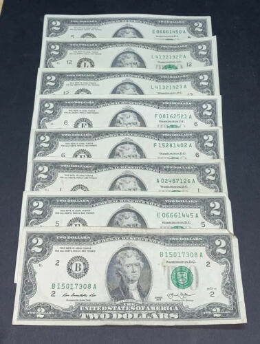 Mixed ✯lightly Circulated 1976-2013 Rare Two Dollar Bill $2 Note Lot Fancy, Bep✯