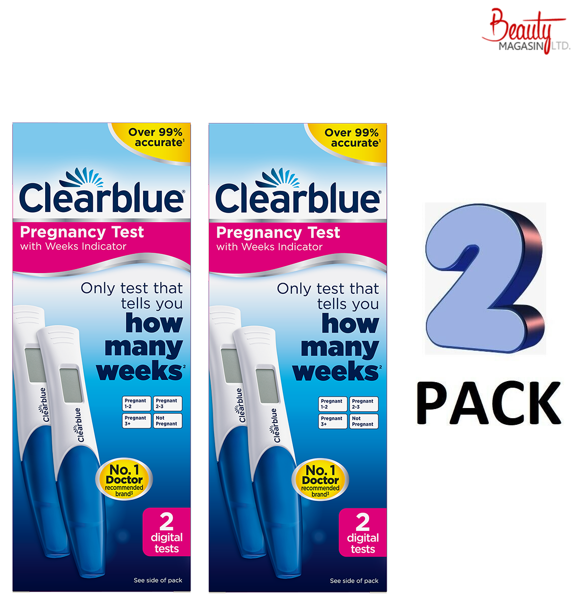 2pack Clearblue Digital With Weeks Indicator Pregnancy Test - 2 Counts (4 Test)