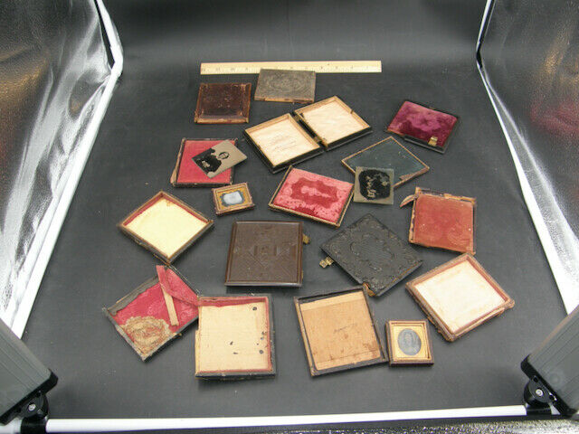 Lot Of Antique Hard Image Case Parts Bits Pieces Gutta-percha & Leather Cases