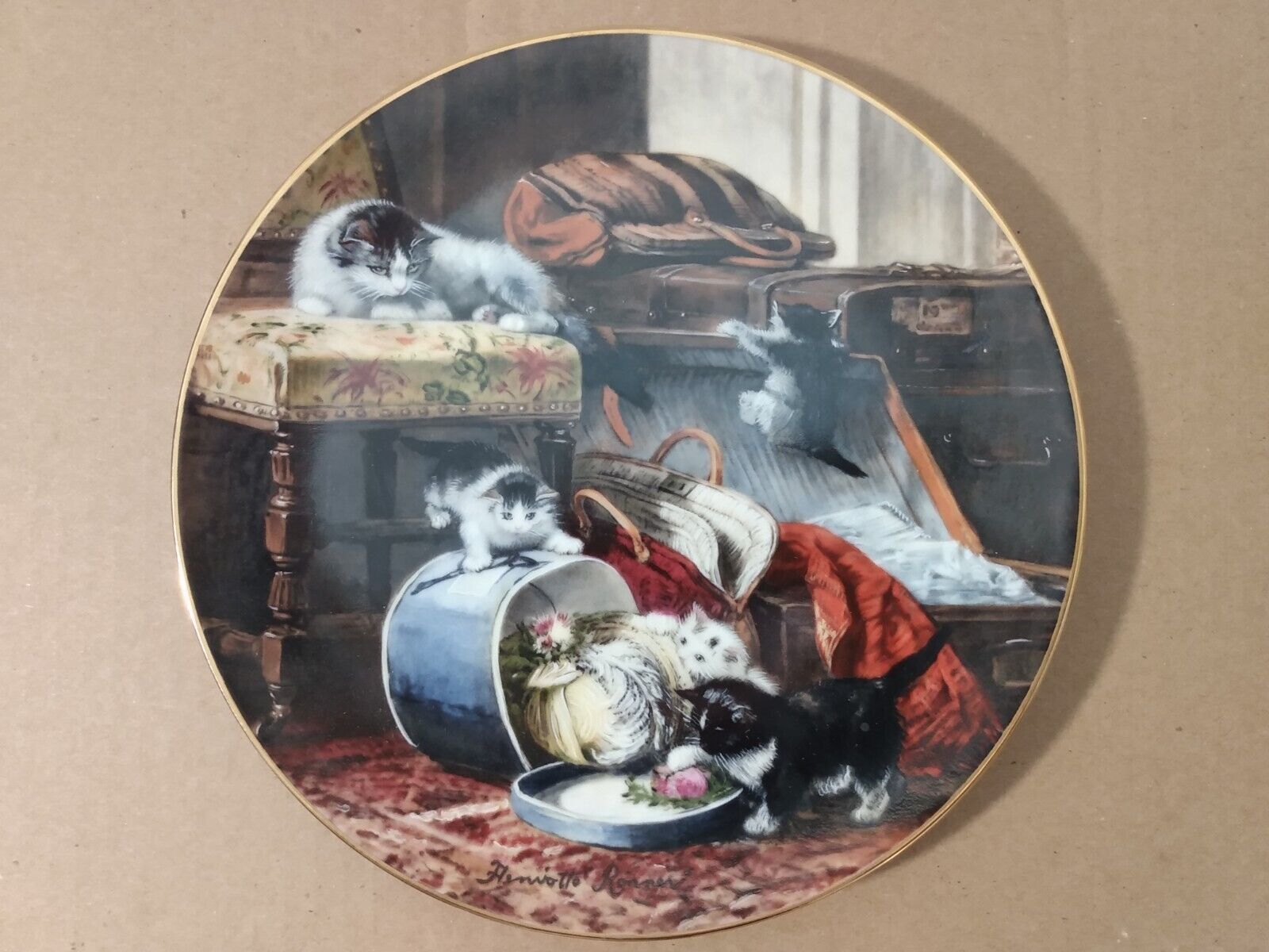 W.s. George Mischief With The Hatbox Henriette Ronner Collectors Plate 1990