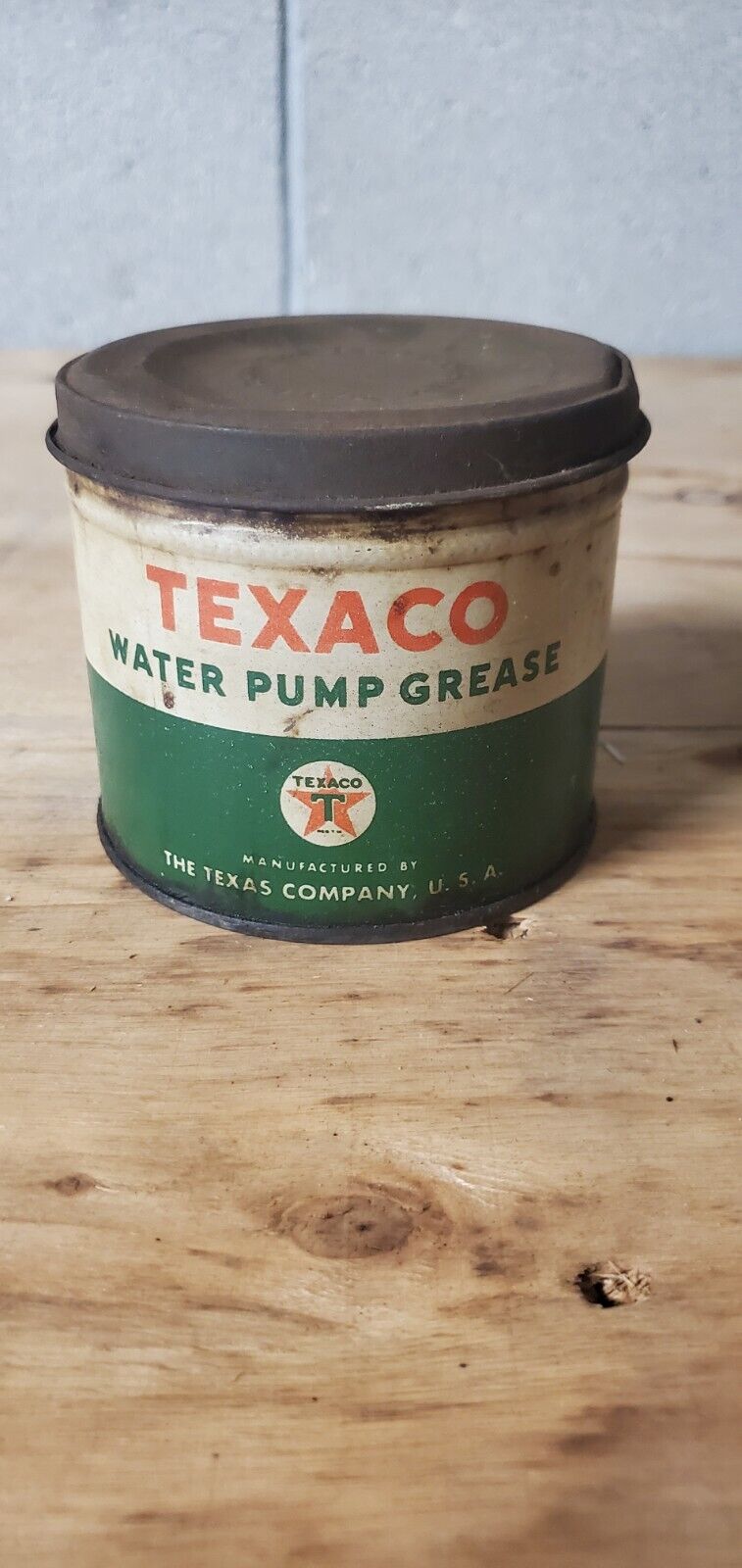 Vintage Tin Texaco Water Pump Grease Can 1950’s One Pound