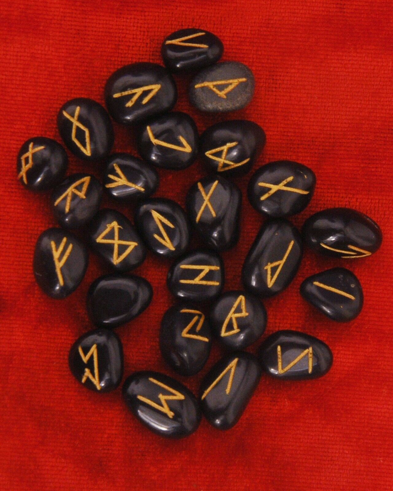 Black Tourmaline Stone Rune Set Symbols Gemstone Healing Crystal Runes 25 Pieces
