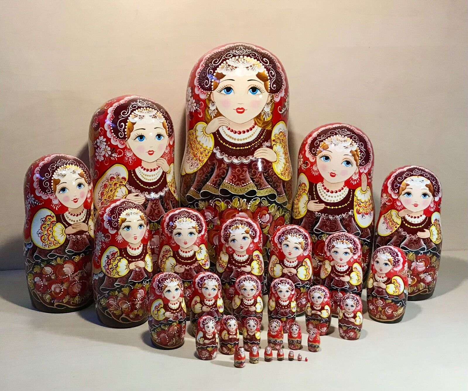 Matryoshka 30 Pcs 18” Wooden Nesting Doll Christmas Gift Ukraine Folk Ornament