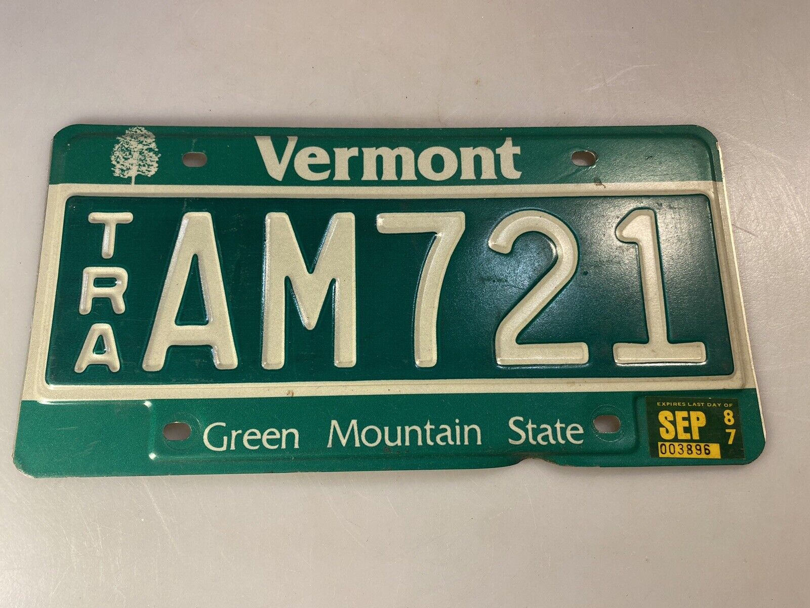 Vintage Vermont “green Mountain State” Tra License Plate Am721