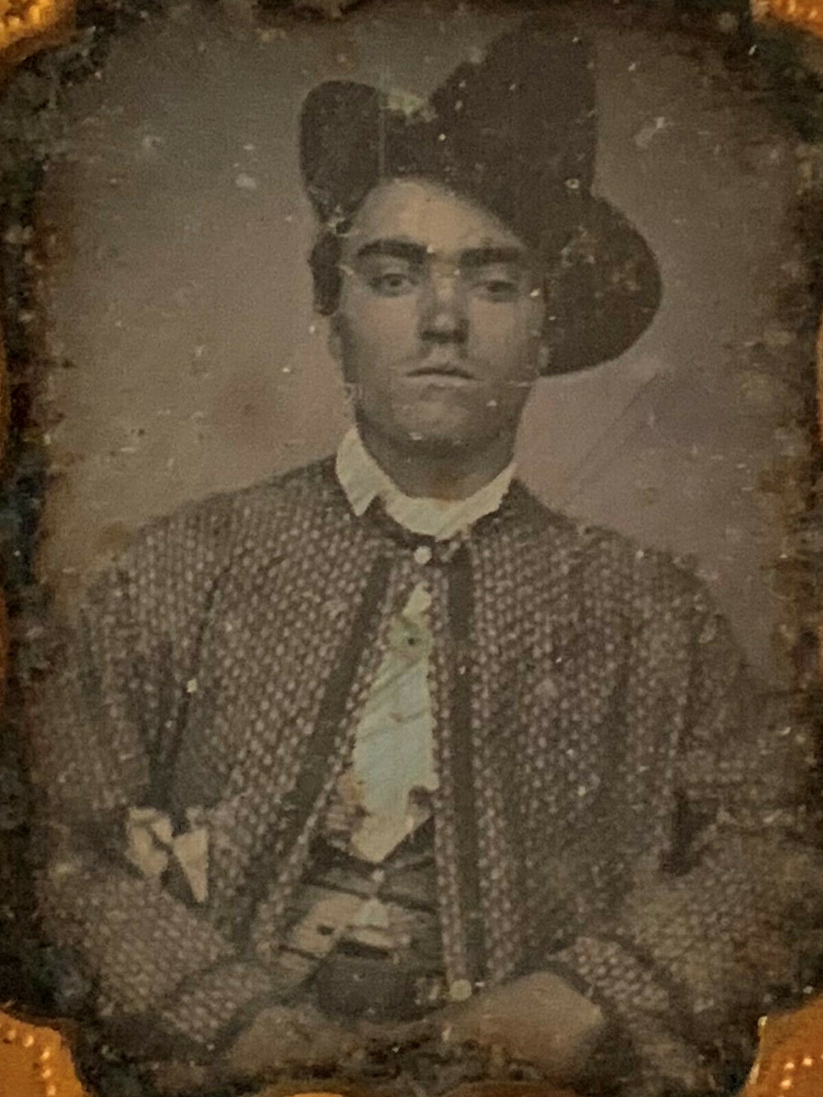 Ninth Plate Daguerreotype Of Young Man In Unusual Hat & Jacket Foreign ?