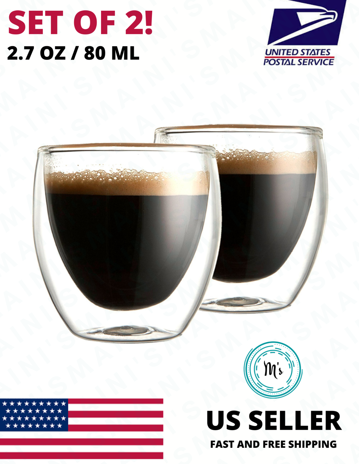 Double Wall Espresso Insulated Glass Cups Set Of 2 80ml Coffee Mug Tea Glasses
