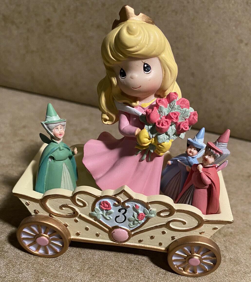 Precious Moments Disney Showcase Aurora Sleeping Beauty "3" Birthday Train