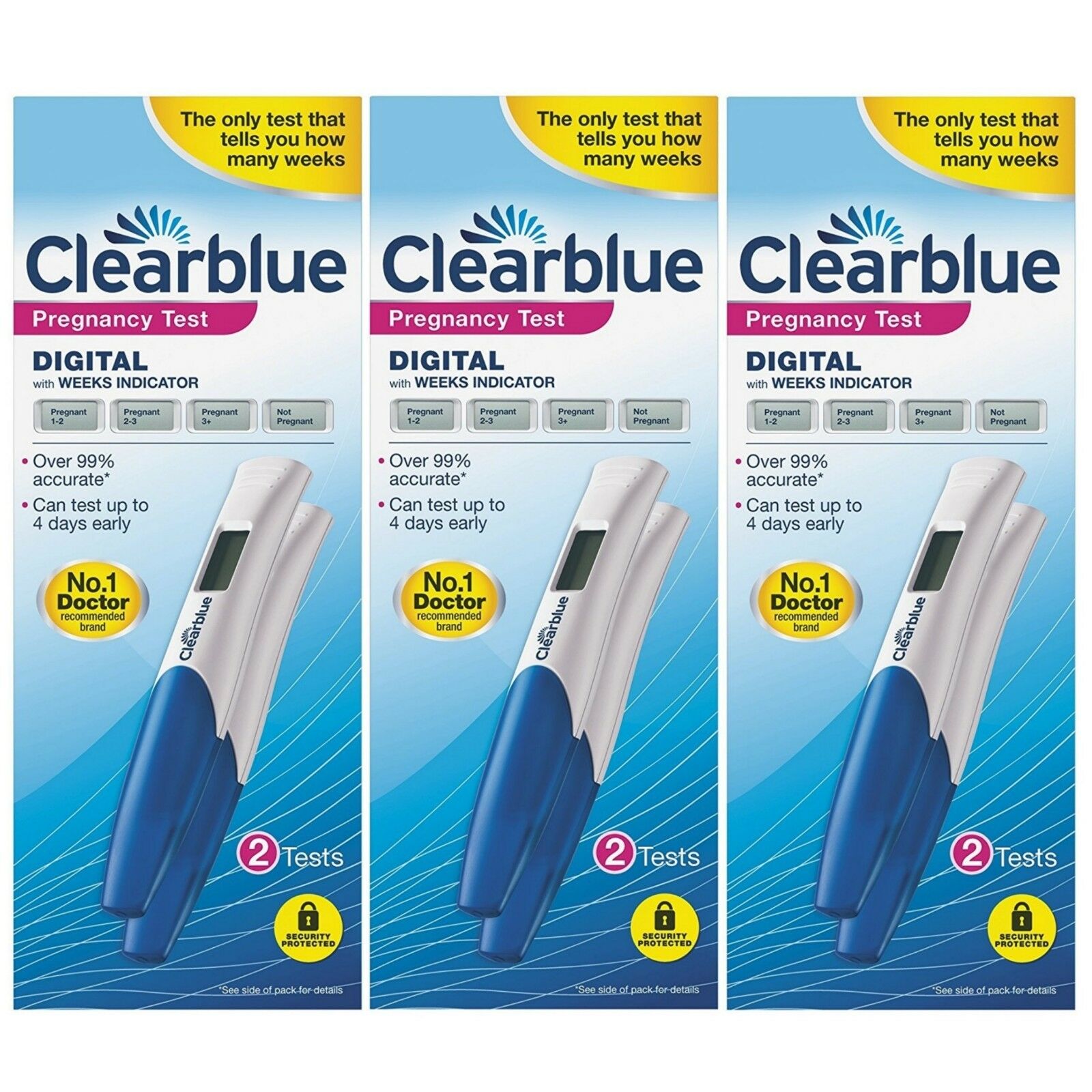 Clearblue Digital Pregnancy Test With Date Week Indicator 2 Tests 1 2 Or 3 Packs