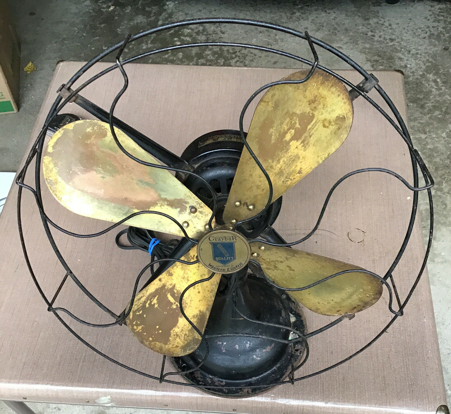 Large Antique Graybar Western Electric Fan. Brass Blades.