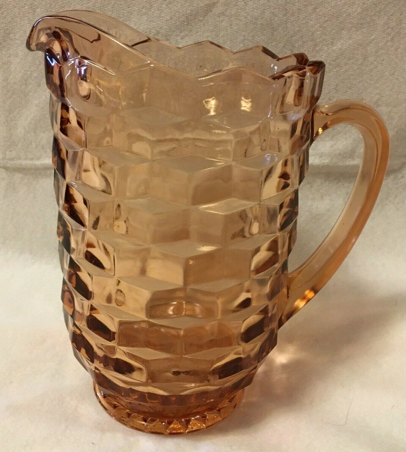 Pink Depression Glass Pitcher Cube/cubist Pattern Jeanette Glass Co. - Euc