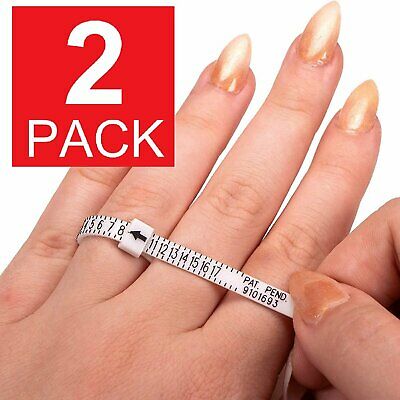 2-pack Ring Sizer Measure Tool Gauge Plastic Finger Sizing Finder Reusable 1-17