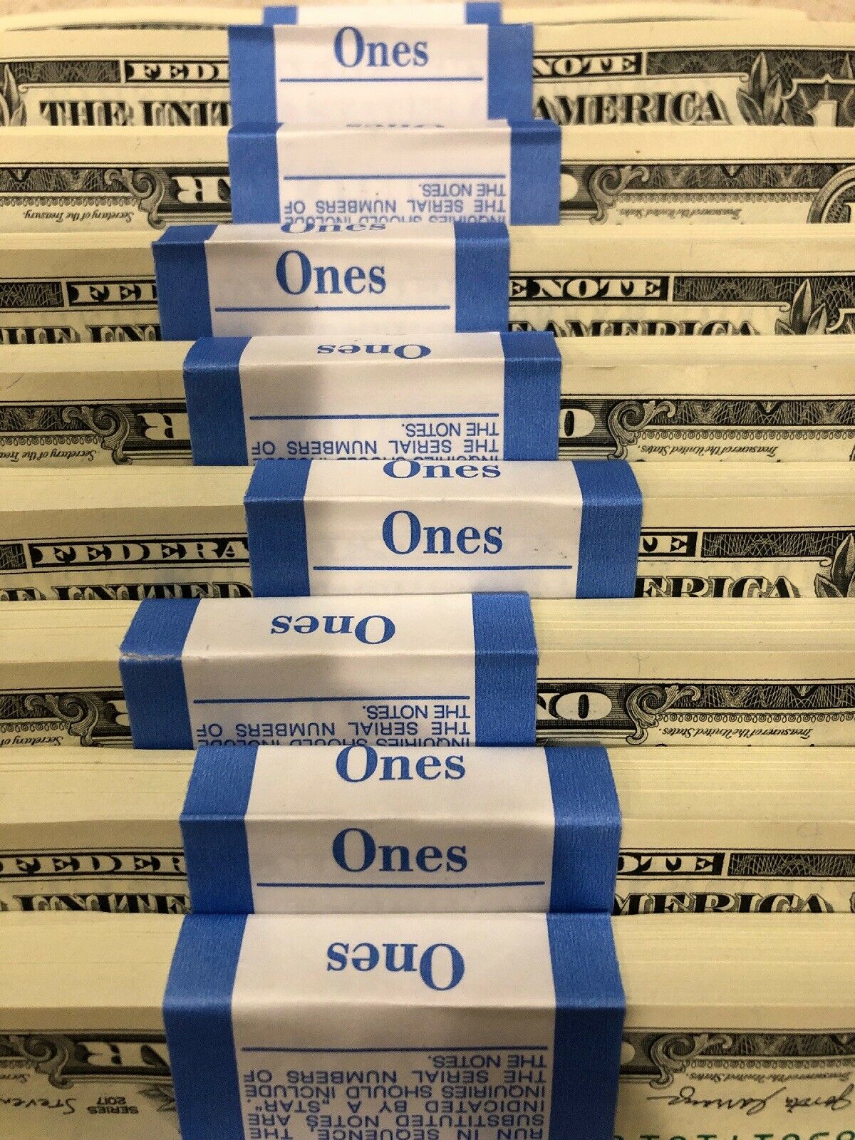 One stack - 2017 One Dollar $1 Notes Crisp Uncirculated From Bep Pack From Brick
