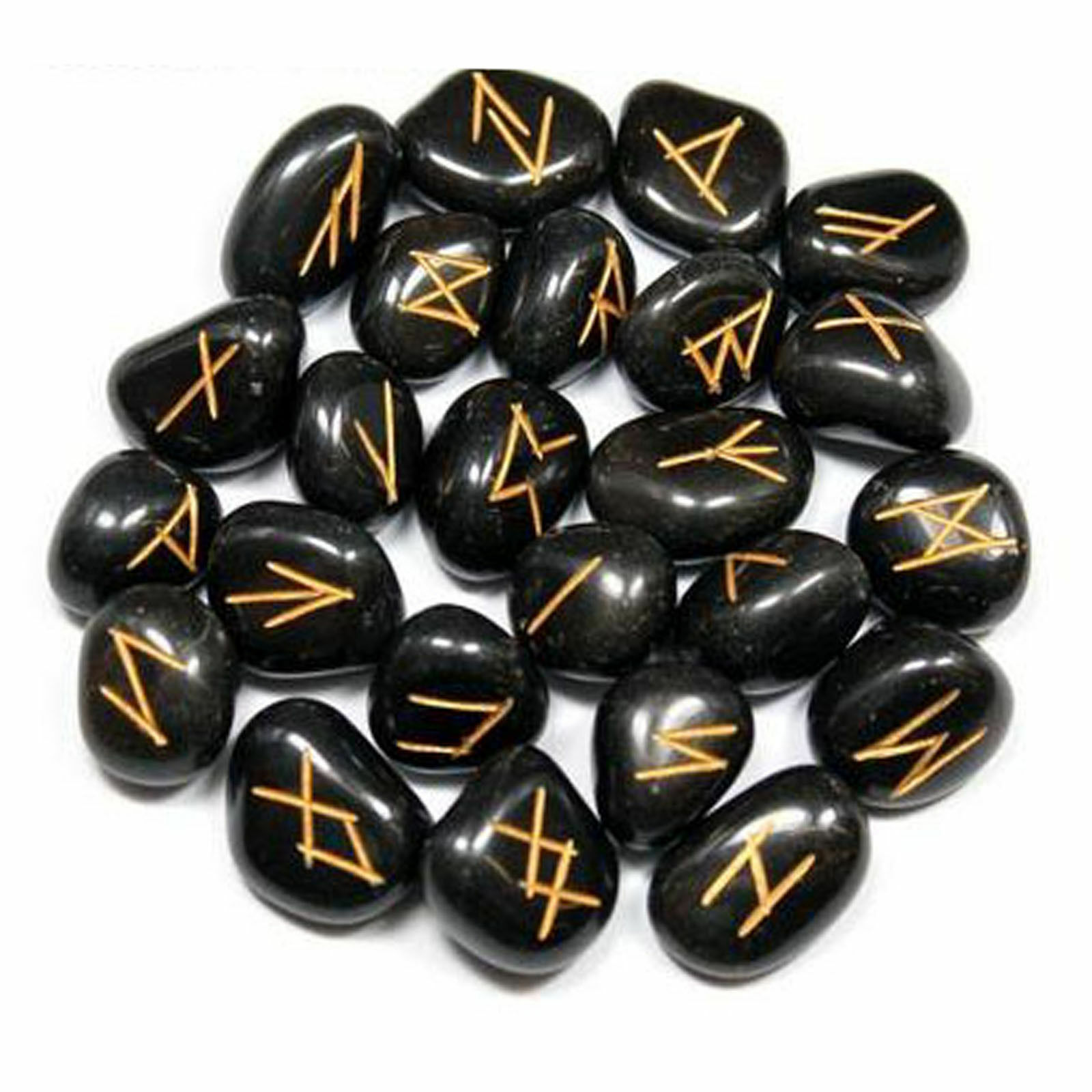 Black Obsidian Runes Set For Reiki Healing With Stylish Gift Box Rune Set