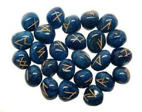 Blue Onyx Runes Set For Reiki Healing,runes Tumbled Stone Set Of 25 Pcs Freeship