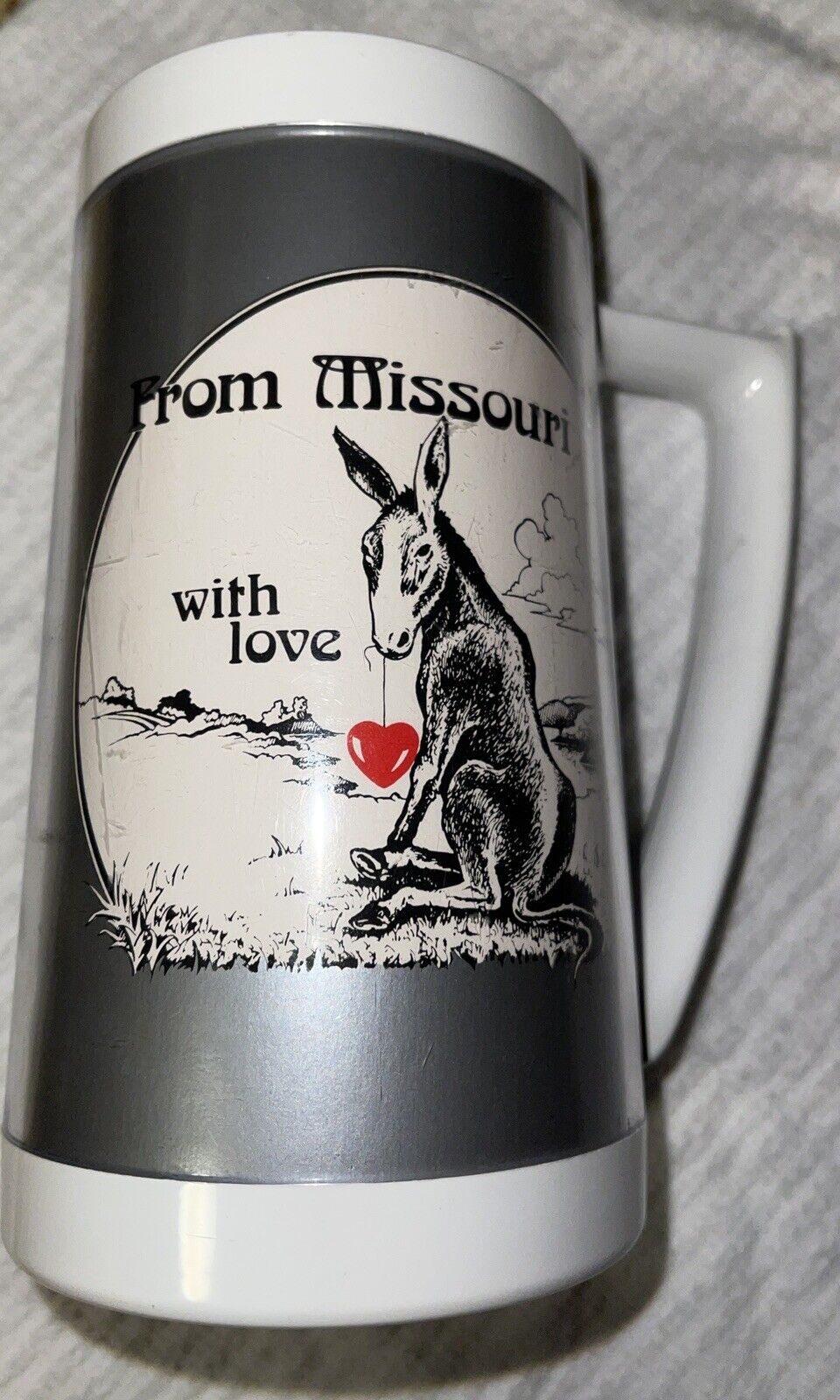 Vintage 1986 Thermo Serv Beer Mug Donkey Mule From Missouri With Love Excellent!