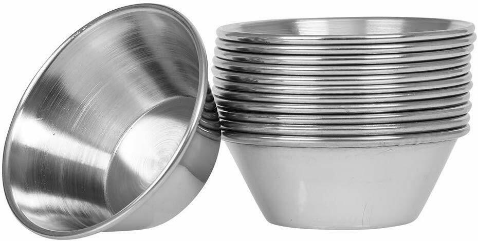 (12 Pack) 1.5 Oz Sauce Cups, Stainless Steel Condiment Cups / Portion Cups