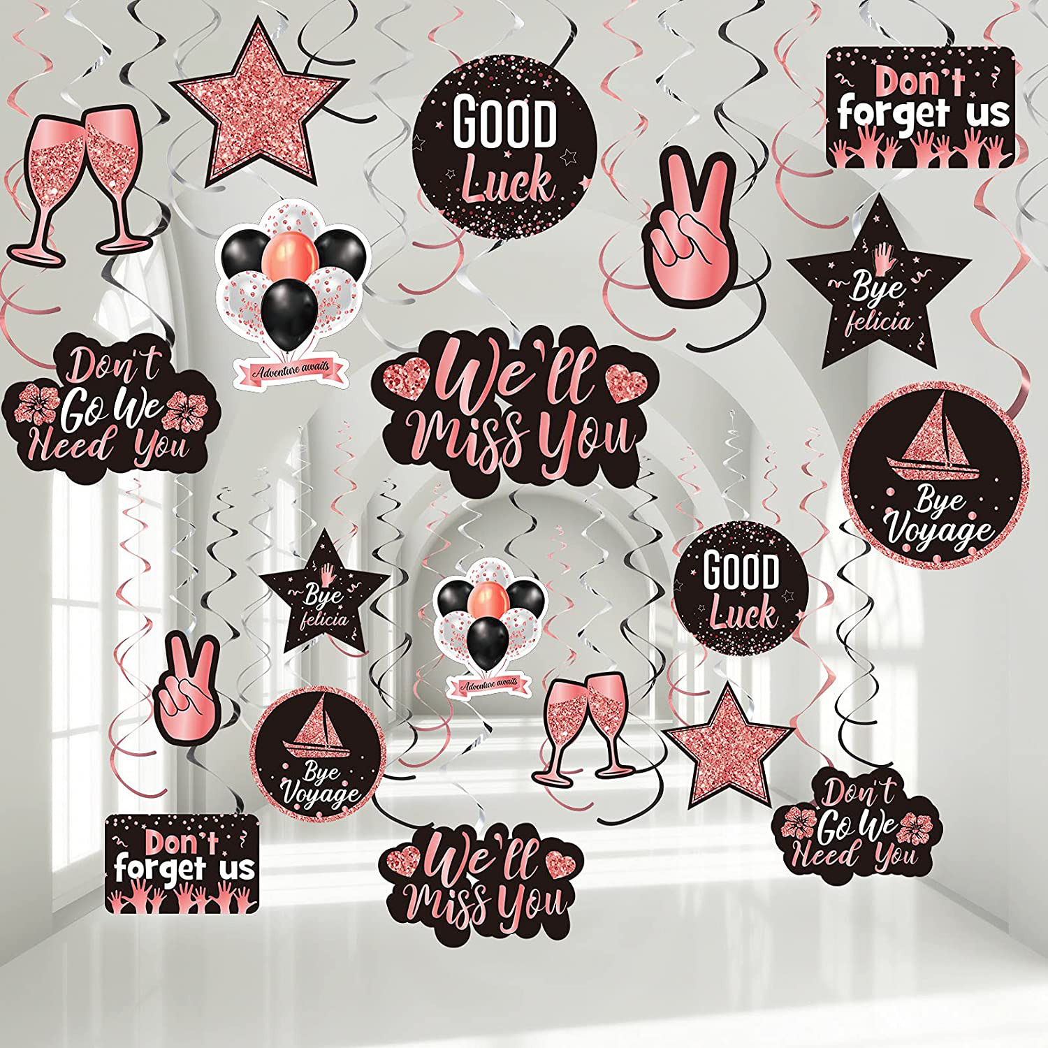 30 Pieces Farewell Party Decorations, Glitter We Will Miss You Sign Going Away P