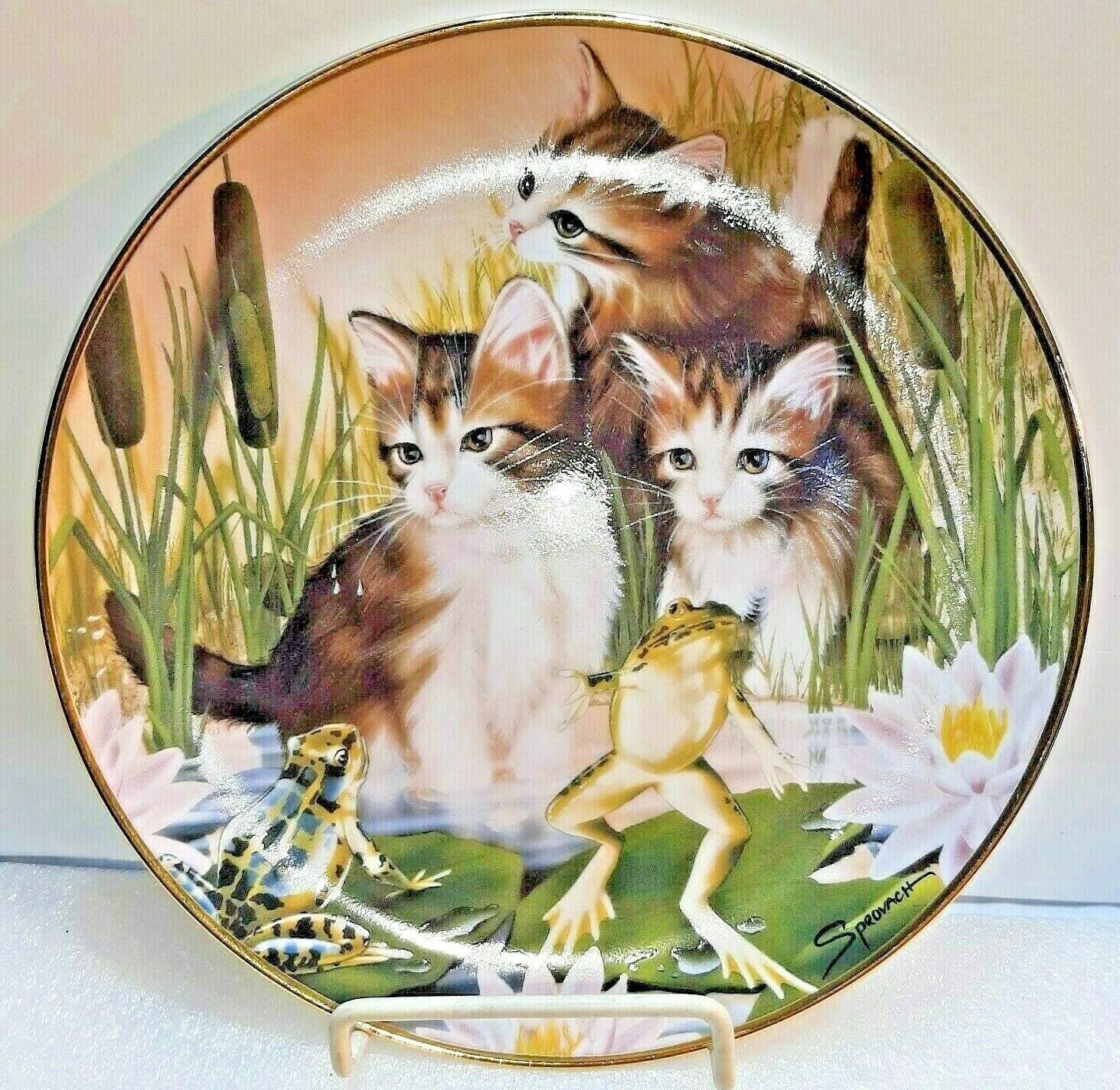 Franklin Mint Collector Porcelain Cat Plate "playing Leap Frog"