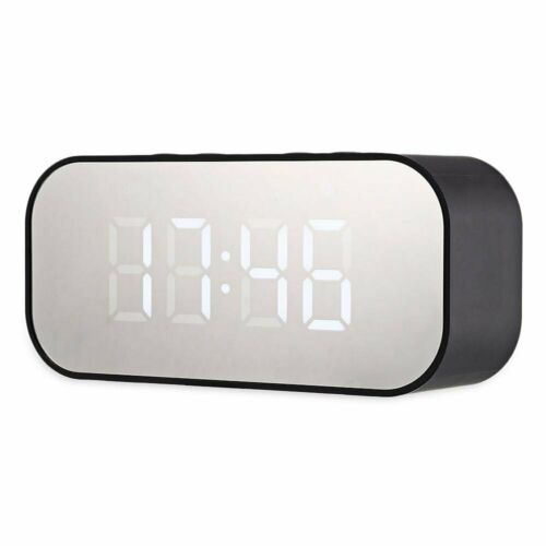 Wireless Bluetooth Speaker Mirror Surface Dual Alarm Clock Led Usb Tf Mp3 Player