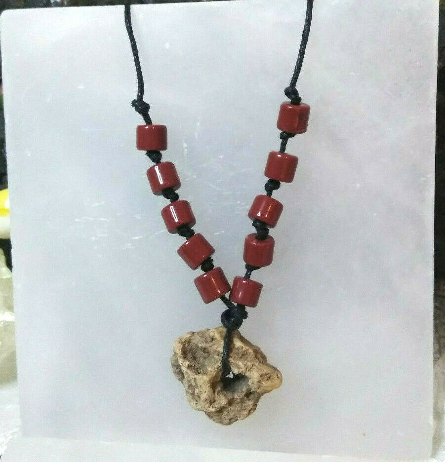Hag Stone Necklace Holey Stone Carnelian Stone Amulet Mystic  For Women Or Men
