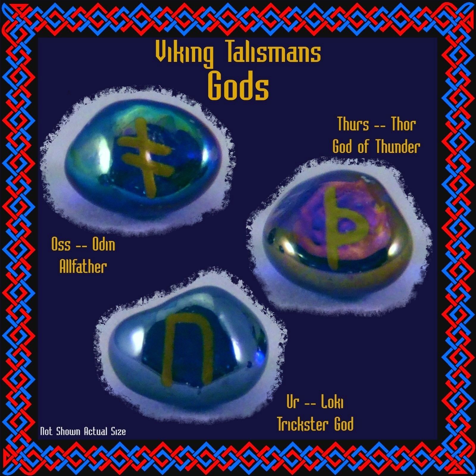 Viking Talismans: Gods Collection 3 Runestones Gold: Oss Odin Ur Loki Thurs Thor