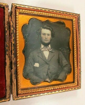 Daguerreotype - Handsome Gentleman W/tie,  Dag W/ Tinting & I.d. Rochester Ny