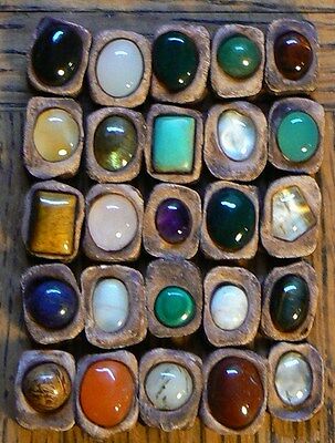 Real Gemstones Rune Set Of 25 Runic Alphabet: Gems Resin Clay & Guide Chart
