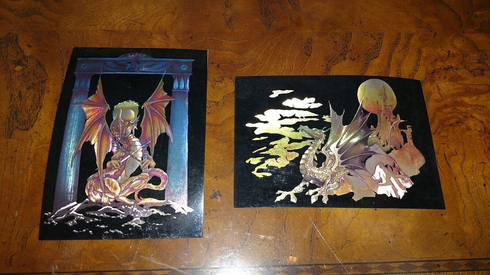 Fantasy Postcards Dragons 3d Lot Of 2