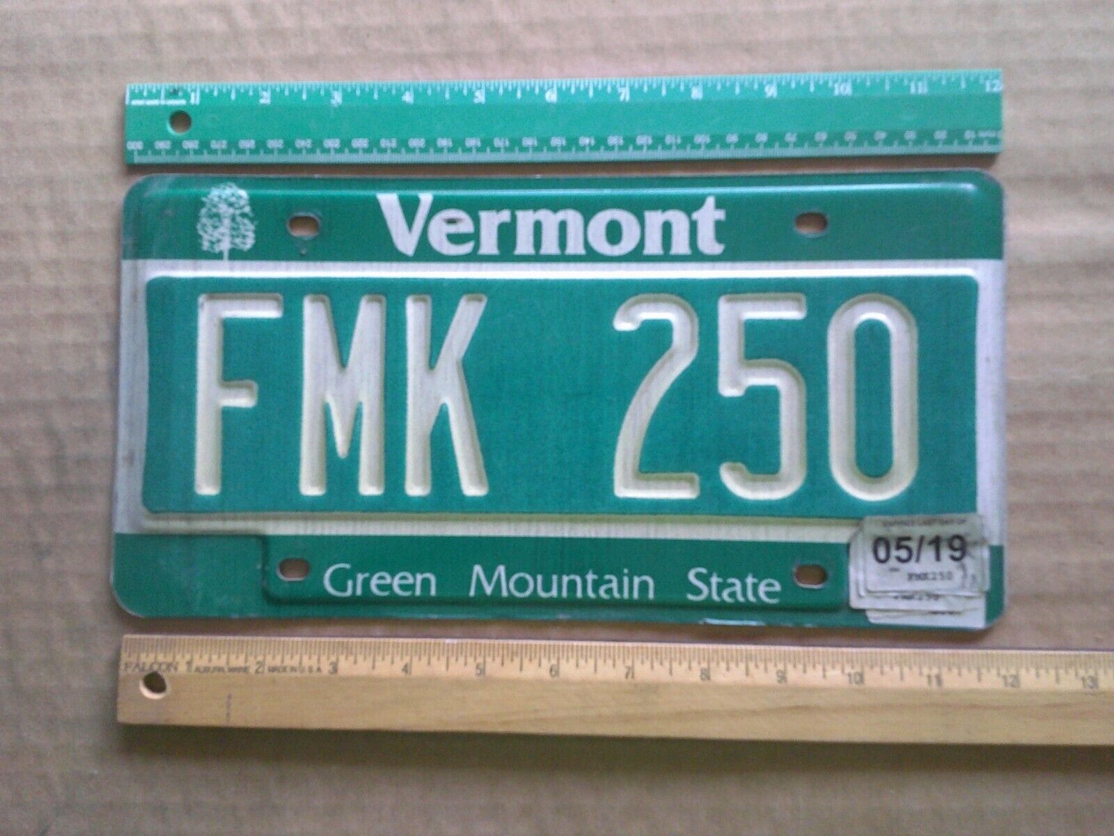 License Plate, Vermont, Passenger, Fmk 250