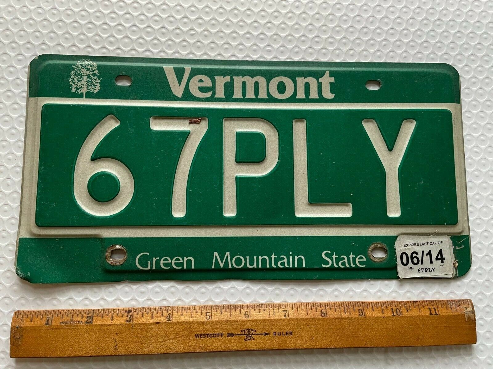 Vermont Vt Vanity License Plate 67ply 67 1967 Plymouth Gtx Classic Car Auto (vv1
