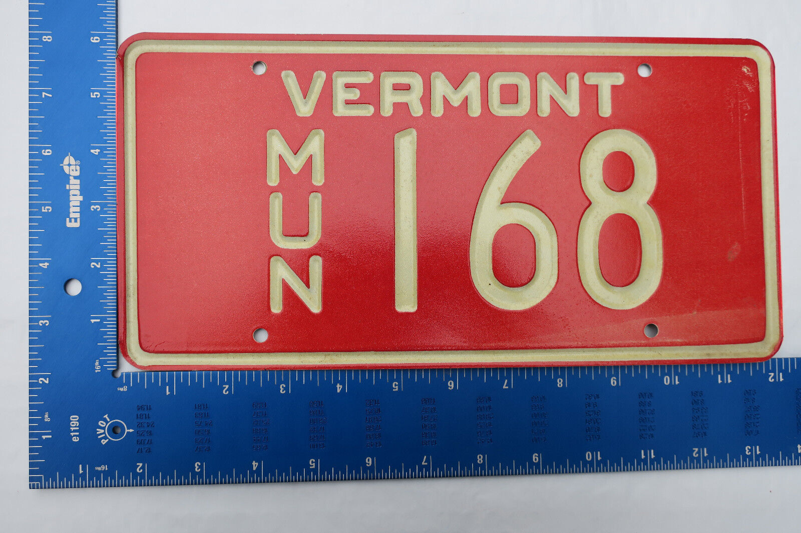 Vermont Vt License Plate Tag Municipal Mun Police Cop Town Vehicle Truck #168