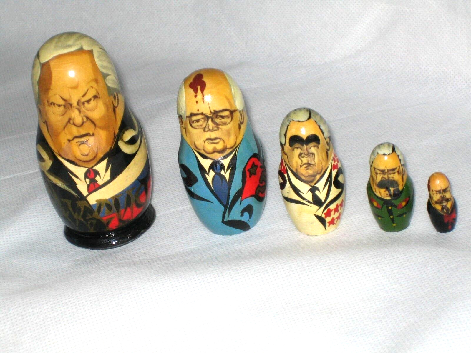 Russian Ussr Political Leader Nesting Dolls ~  Gorbachev, Stalin ~ Matryoshka
