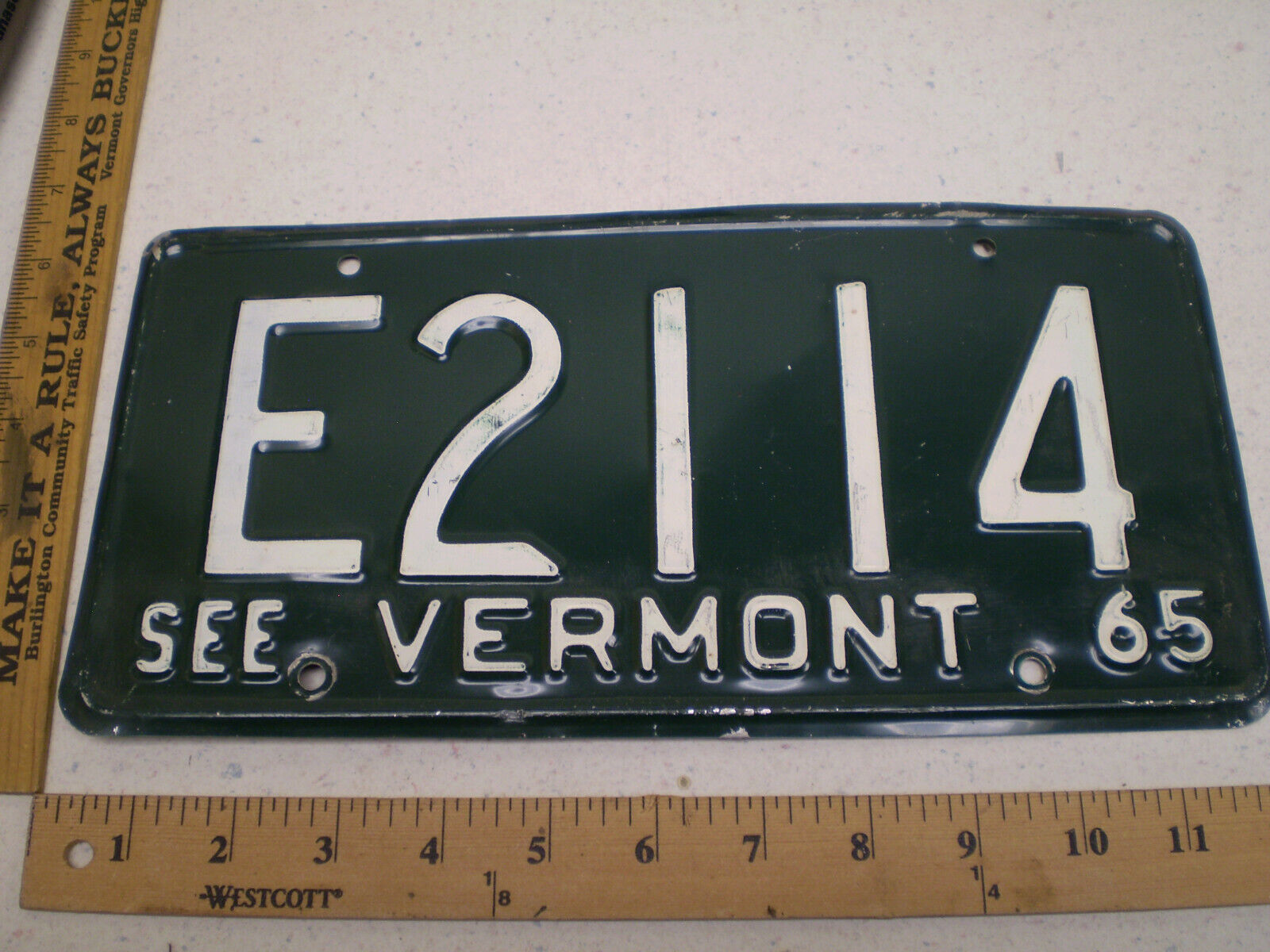 1965 65 Vermont Vt License Plate E2114