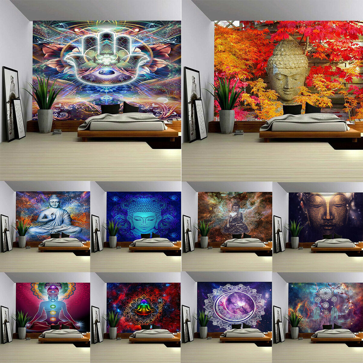 Bedroom Background Decor Cloth Painting Bohemian Buddhism Tapestry Wall Hanging