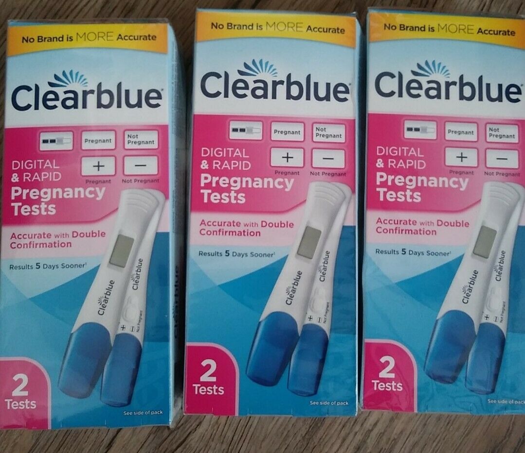 3 Pack Clearblue Digital & Rapid Pregnancy Tests, 2 Tests Each Exp 1/24 Damaged