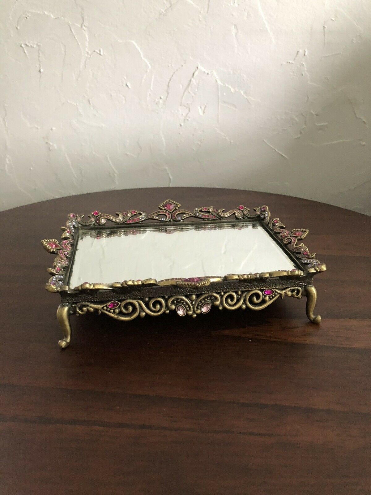 Dresser Tray Mirrored Tray Jeweled Trinket Dish