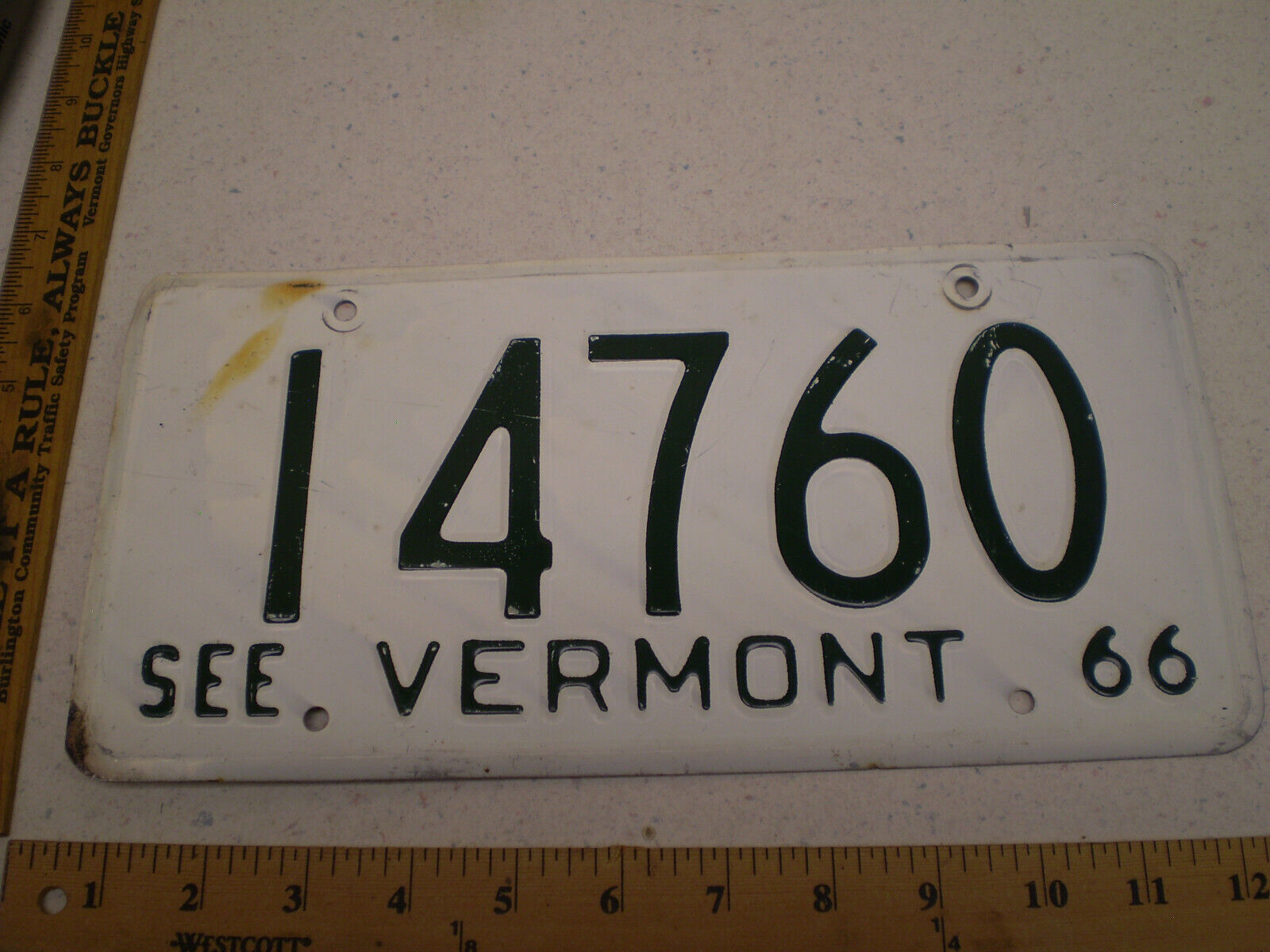 1966 66 Vermont Vt License Plate 14760