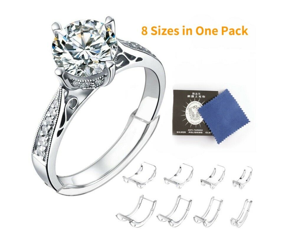 8 Pcs Ring Size Adjuster Invisible Clear Ring Sizer Jewelry Fit Reducer Guard Us