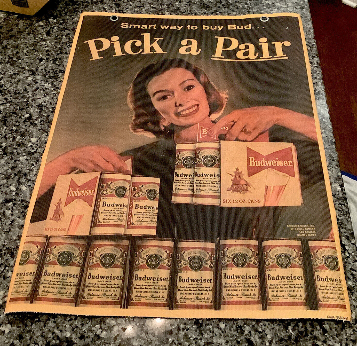 Vintage Unique Budweiser Beer Ad Pick A Pair...mat Advertising, Man Cave