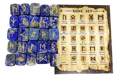 Lapis Lazuli Rune Sets Elder Futhrak Set Comes With Black Pouch And Rune Card