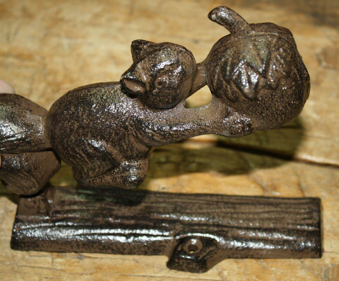 Cast Iron Antique Style Squirrel Acorn Door Knocker Nut Cracker Man Cave Garden