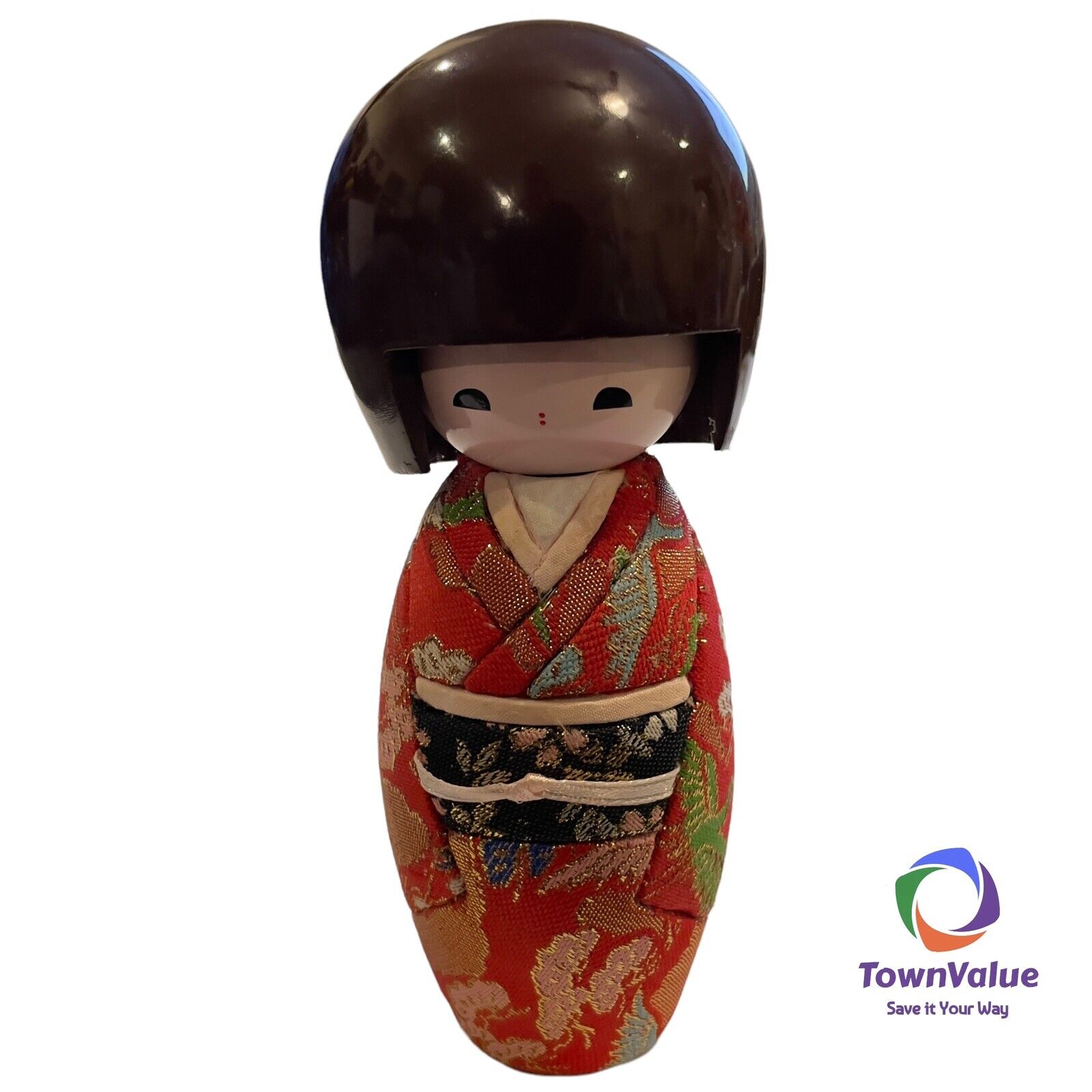 Japanese Kokeshi Wooden Doll 6" Tsuruno Mai Crane Kimono Girl Made In Japan New