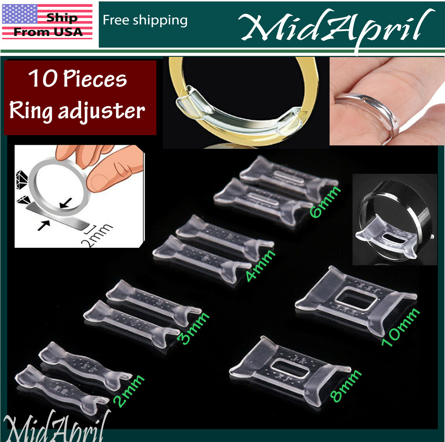 Ring Size Adjuster Invisible Resizer Reducer Set  10 Pieces