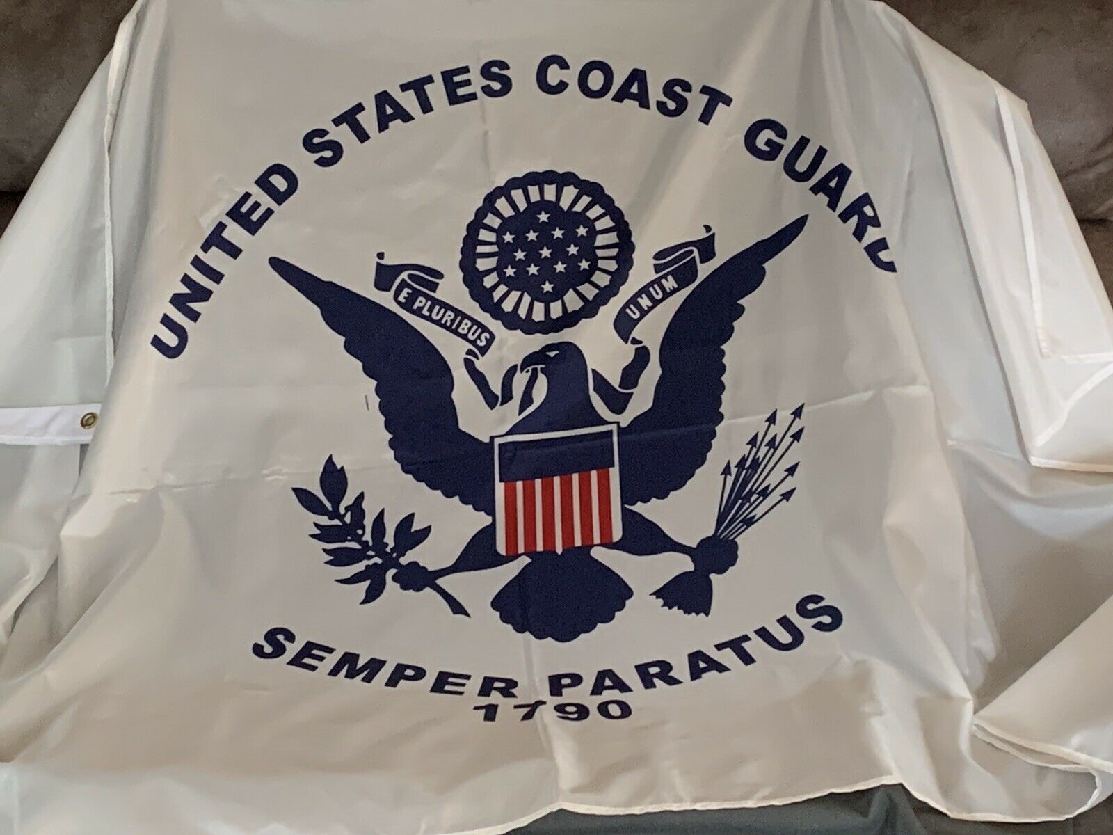 U. S. Coast Guard Flag-3x5  White With Blue Emblem  W/grommets