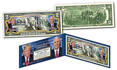 Donald Trump / Mike Pence * Official Portraits * Genuine Legal Tender Us $2 Bill