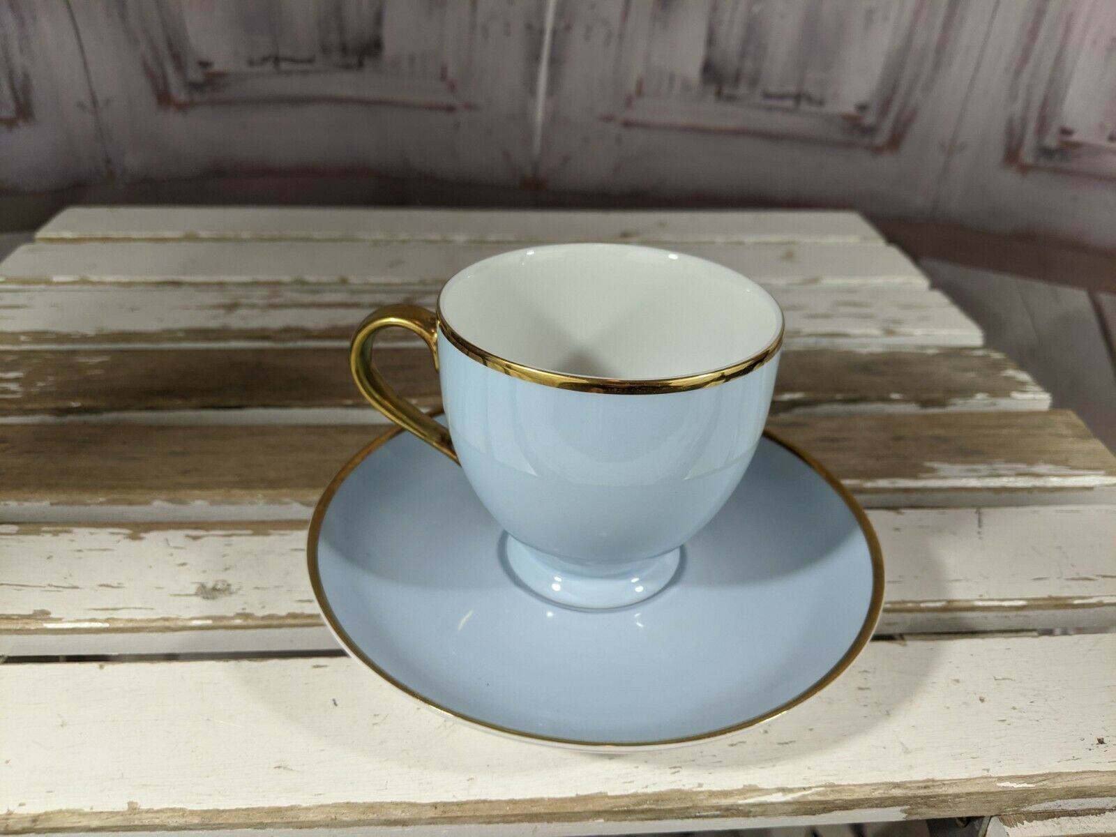 Lauren Ralph Lauren Teacup Morning Sky Hamptons Tea Blue Cup Saucer Plate Set