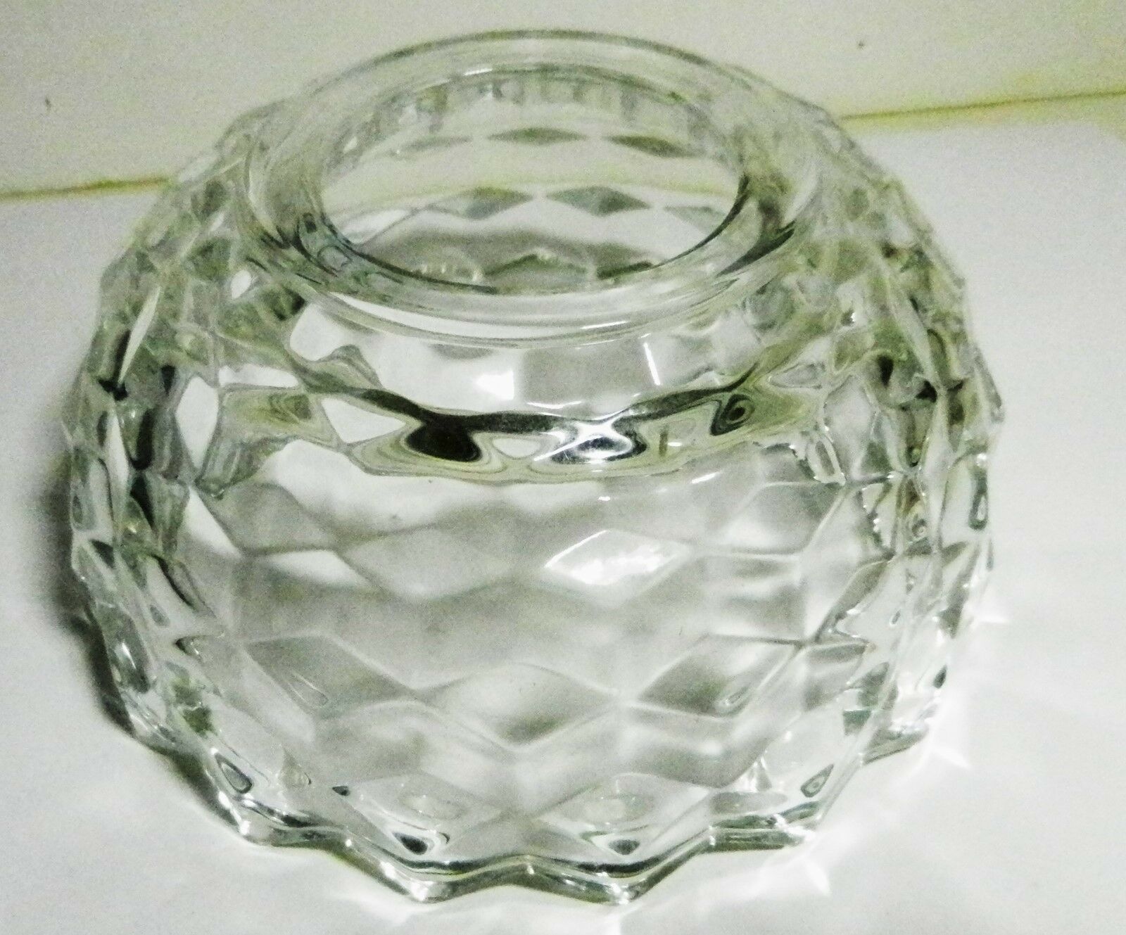 Homco Glass Clear Cube Pattern Fairy Lamp Lid  Depression Glass