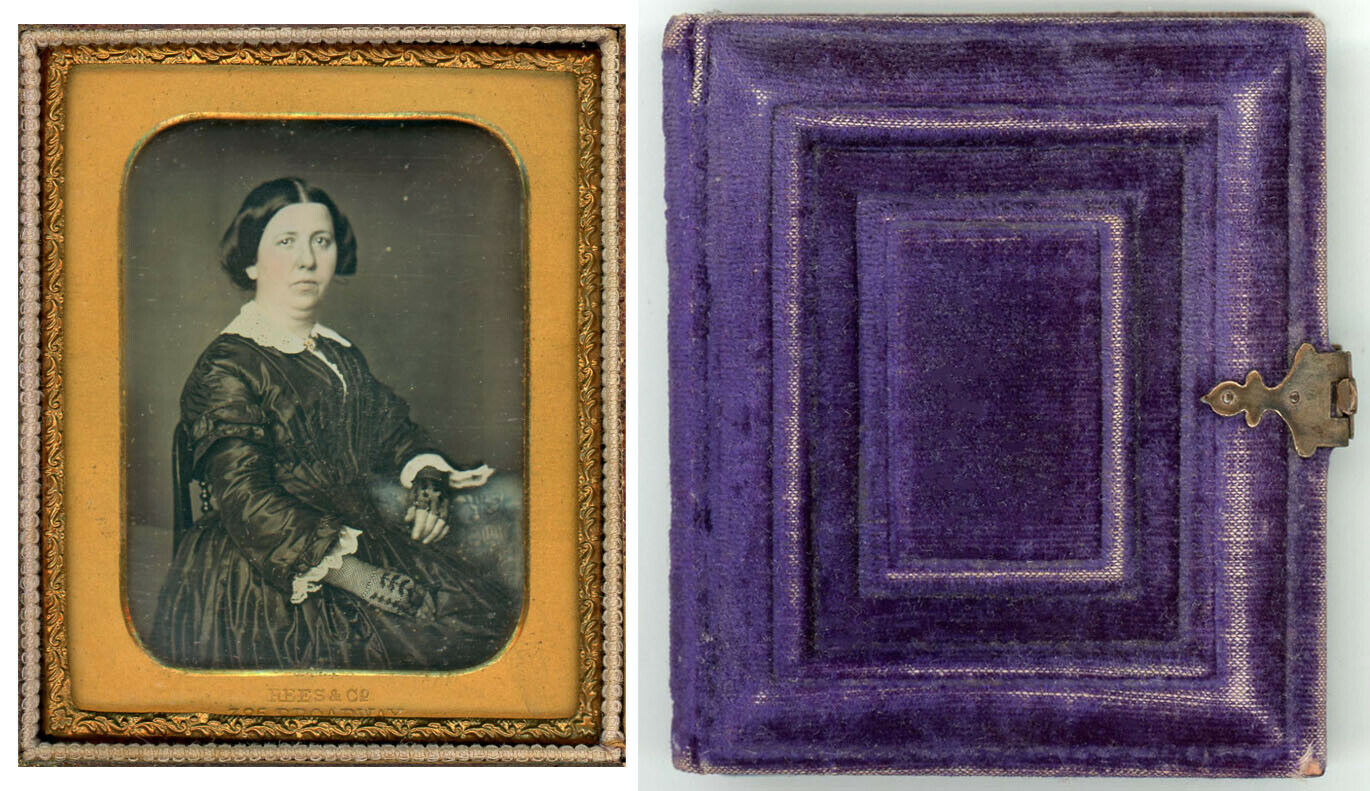 Unusual Purple Velvet Dag Case Woman Daguerreotype By Rees & Co 385 Broadway Nyc